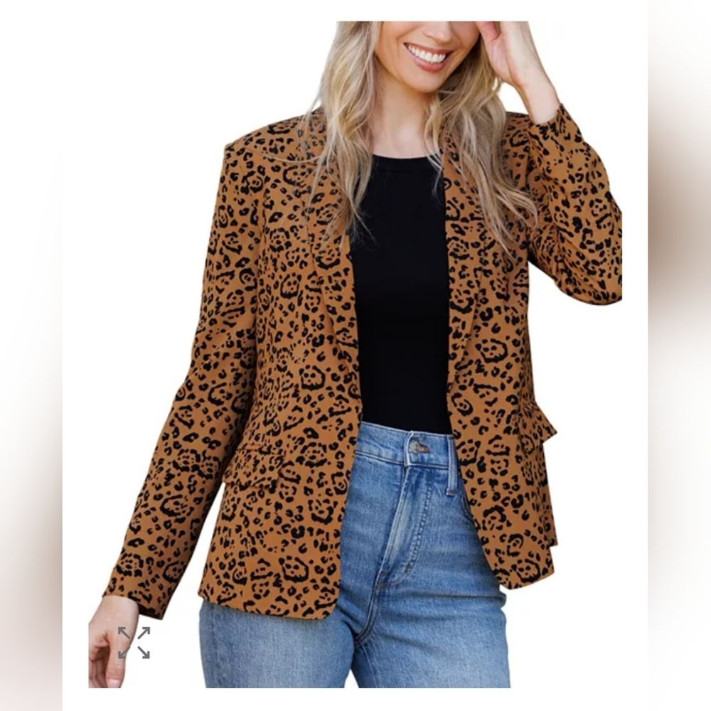 NWT! Animal Print Daniel Rainn Anthro Women's Lined Summer Blazer Jacket Small